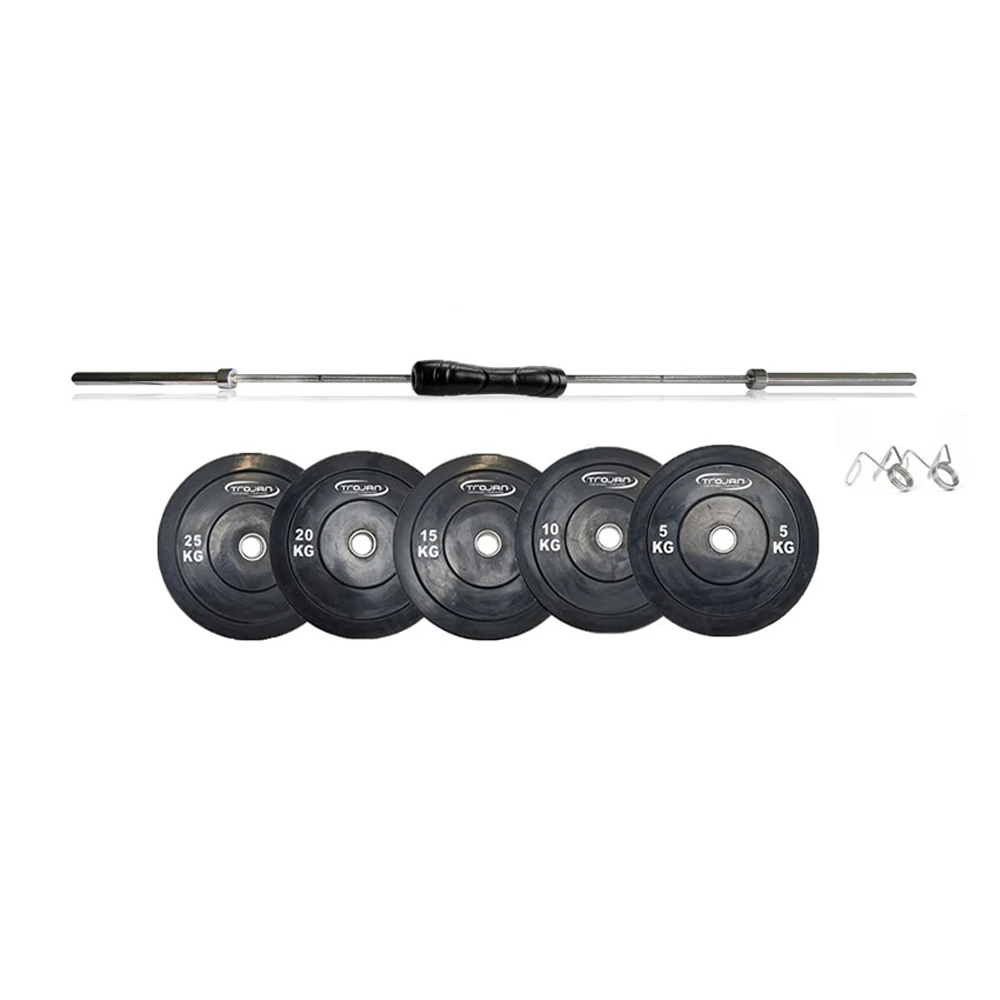 Bumper Plate Set 150 Kg in Pairs + 20 Kg 700 Lbs Barbell